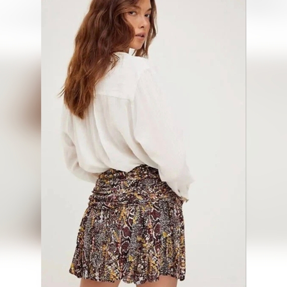 Free People Day And Night Combo Mini Skirt Women’s Brown & Gold Print Size 0 - Picture 3 of 12